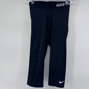Nike Pro Dri-FIT Black Capri Leggings Girls Activewear Training Gym Small